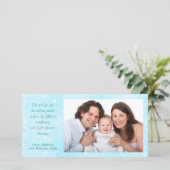 スノーフレークスブルー恵みクリスマスフォトカード シーズンカード (スタンド正面)