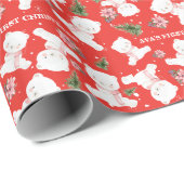 スノーフレークスベアーブルーベリーポインセティアエバーグリーン ラッピングペーパー (ロールコーナー)