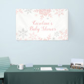 スノーフレークスベビーガールシャワーピンク&シルバーグリッター 横断幕 (トレードショー)