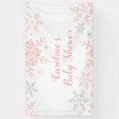 スノーフレークスベビーガールシャワーピンク&シルバーグリッター 横断幕 (縦)