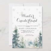 スノーフレークスホワイトウィンターオネダーランド誕生日 招待状 (正面)