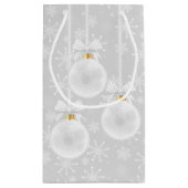 スノーフレークスホワイトオーナメントクリスマスホリデー スモールペーパーバッグ (裏面)