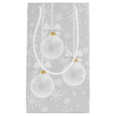 スノーフレークスホワイトオーナメントクリスマスホリデー スモールペーパーバッグ (正面)