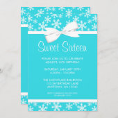 スノーフレークスホワイトボウウィンターワンダーランドスイート16 招待状 (正面/裏面)