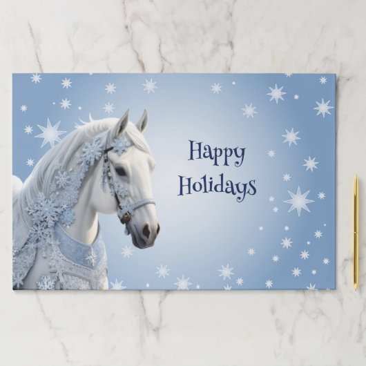 スノーフレークスホースクリスマスティアウェイランチョンマット ペーパーパッド (インサイチュ)