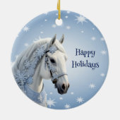 スノーフレークスホースホリデークリスマスオーナメント セラミックオーナメント (裏面)