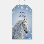 スノーフレークスホースホリデークリスマスギフトラベル ギフトタグ (裏面)