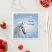 スノーフレークスホースホリデークリスマスペーパーナプキン スタンダードカクテルナプキン (インサイチュ)