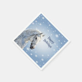 スノーフレークスホースホリデークリスマスペーパーナプキン スタンダードカクテルナプキン (角)