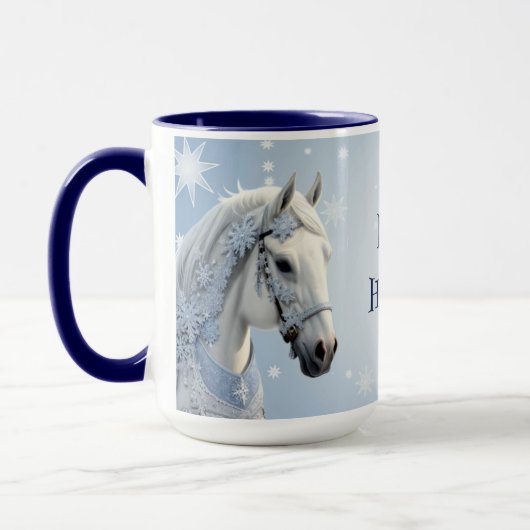 スノーフレークスホースホリデークリスマスマグ マグカップ (左)