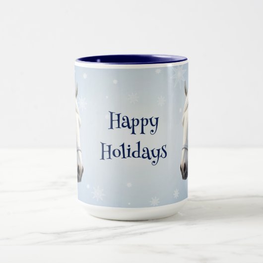 スノーフレークスホースホリデークリスマスマグ マグカップ (中央)