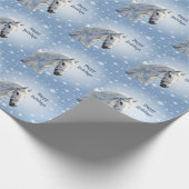 スノーフレークスホースホリデークリスマスラッピング紙 ラッピングペーパー (角)