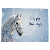 スノーフレークスホースホリデークリスマス抱き枕 ラージペーパーバッグ (裏面)