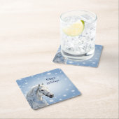 スノーフレークスホースホリデークリスマス紙コースター スクエアペーパーコースター (インサイチュ)