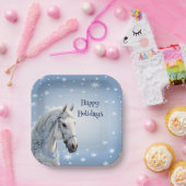 スノーフレークスホースホリデークリスマス紙プレート ペーパープレート (パーティー)