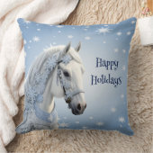 スノーフレークスホースホリデークリスマス装飾用クッション クッション (ブランケット)