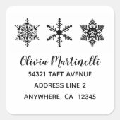 スノーフレークスミニマリストクリスマス差出人住所 スクエアシール (正面)