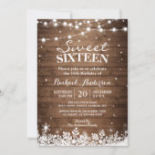 スノーフレークスライトウィンタースウィート16バースデーパーティー 招待状 (正面)