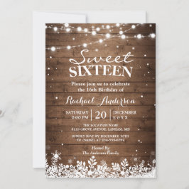 スノーフレークスライトウィンタースウィート16バースデーパーティー 招待状