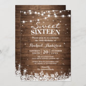 スノーフレークスライトウィンタースウィート16バースデーパーティー 招待状 (正面/裏面)