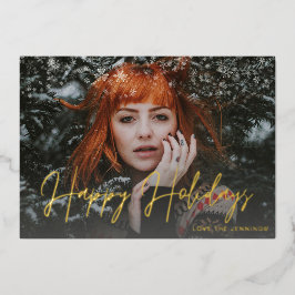 スノーフレークスライト&フォトホリデー 箔招待状