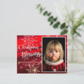 スノーフレークスレッドクリスマス恵みファミリー写真 シーズンポストカード (スタンド正面)