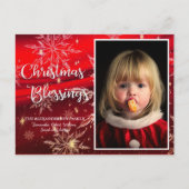 スノーフレークスレッドクリスマス恵みファミリー写真 シーズンポストカード (正面)