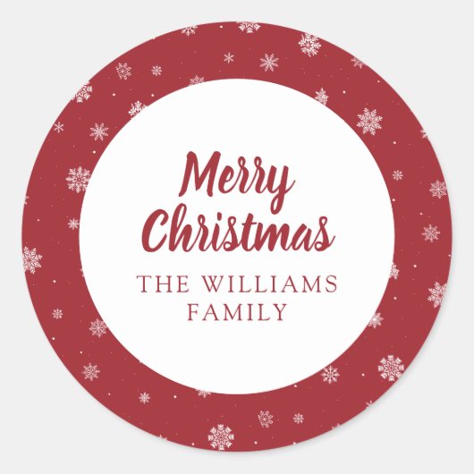 スノーフレークスレッドホリデーステッカー ラウンドシール (正面)