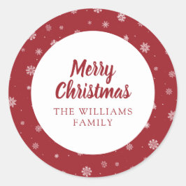 スノーフレークスレッドホリデーステッカー ラウンドシール