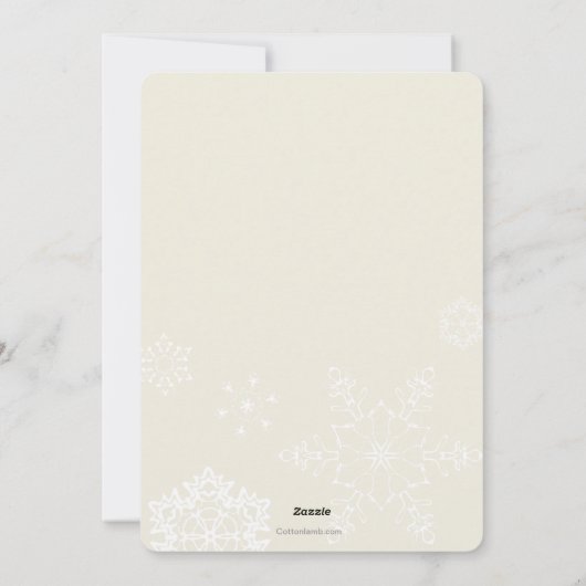 スノーフレークス冬のベビー写真誕生のお知らせ シーズンカード (裏面)