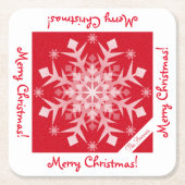 スノーフレークス雪降りレッドホリデードリンク使い捨て スクエアペーパーコースター (正面)