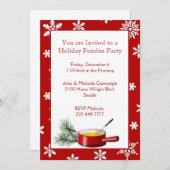 スノーフレークズホリデイフォンデュパーティの招待状 招待状 (正面/裏面)