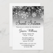 スノーフレークズ白黒ウィンターワンダーランドスイート16 招待状 (正面/裏面)