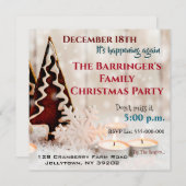 スノーフレークセッティングファミリークリスマスパーティー 招待状 (正面/裏面)