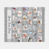 スノーフレークセーター24フォトコラージュグレー名 フリースブランケット (正面(横))