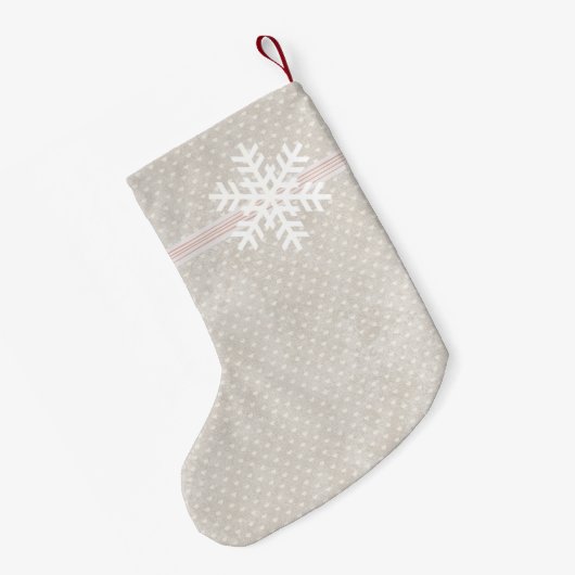 スノーフレークタイニーストライプハートクリスマスファームハウス スモールクリスマスストッキング (裏面 (吊り時))