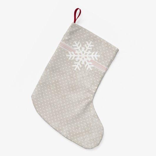 スノーフレークタイニーストライプハートクリスマスファームハウス スモールクリスマスストッキング (正面 (吊り時))