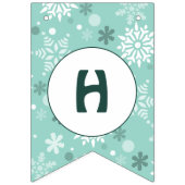 スノーフレークターコイズブルーハッピーバースデー バンティングフラッグ (第2の旗)