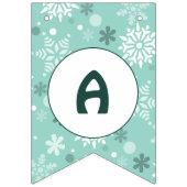 スノーフレークターコイズブルーハッピーバースデー バンティングフラッグ (第3の旗)