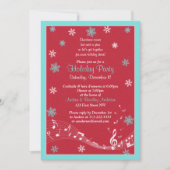 スノーフレークターコイズレッドホワイトクリスマスホリデー 招待状 (正面)