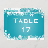 スノーフレークターコイズ冬の結婚式のテーブル番号 ポストカード (正面/裏面)