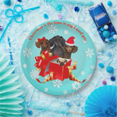 スノーフレークダッシュンドホリデーパーティープレート ペーパープレート (パーティー)