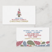 スノーフレークツリークリスマスパーティーチケット招待状 エンクロージャーカード (正面/裏面)