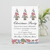 スノーフレークティラドロップツリークリスマスパーティーの招待 招待状 (スタンド正面)