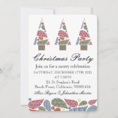 スノーフレークティラドロップツリークリスマスパーティーの招待 招待状 (正面)