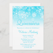 スノーフレークティール（緑がかった色）ホワイトウィンターワンダーランドキンセアニェラ 招待状 (正面/裏面)