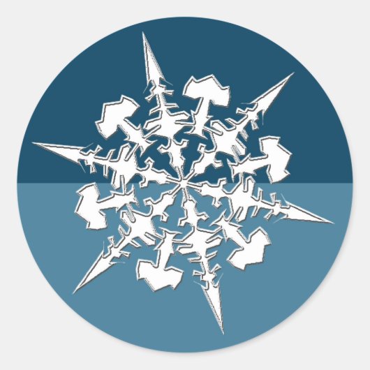 スノーフレークテーマホリデーカード封筒用シール ラウンドシール (正面)