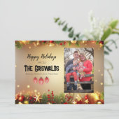 スノーフレークハッピーホリデーズクリスマスカード シーズンカード (スタンド正面)