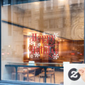 スノーフレークハッピーホリデーレストランウィンドウクリング ウィンドウサイン (カフェ窓)