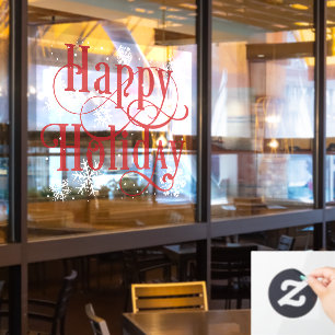 スノーフレークハッピーホリデーレストランウィンドウクリング ウィンドウサイン